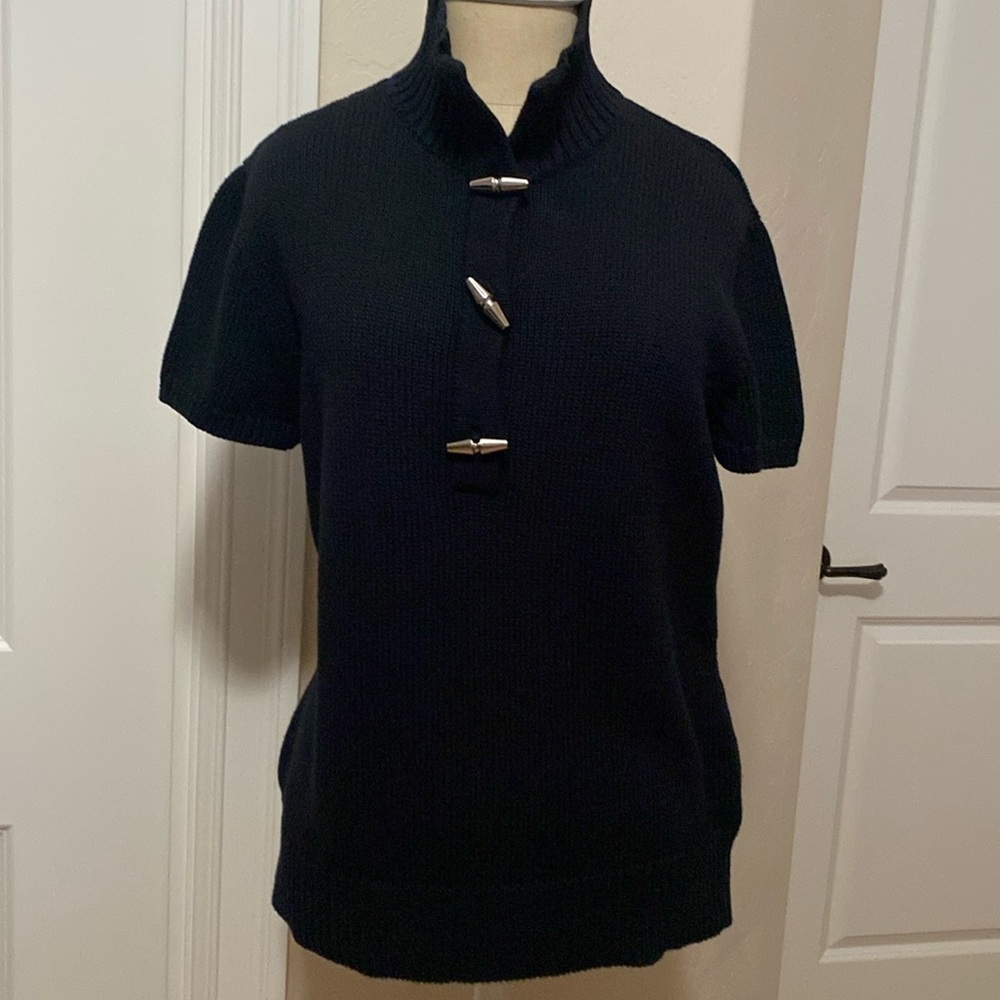 Ralph Lauren Toggle Button Knit Sweater Pullover Womens M Black Preppy old money